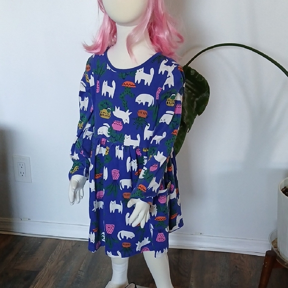 Hanna Andersson Other - Hanna Andersson Cotton Blue Cat And Plants Print Dress